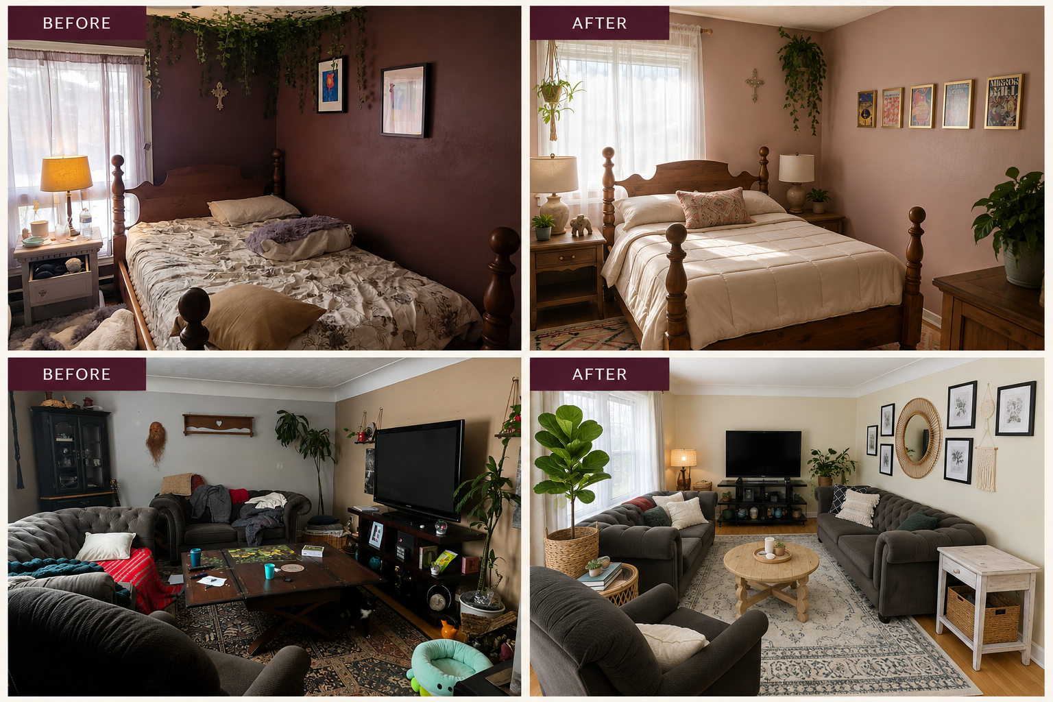 Living room before and after