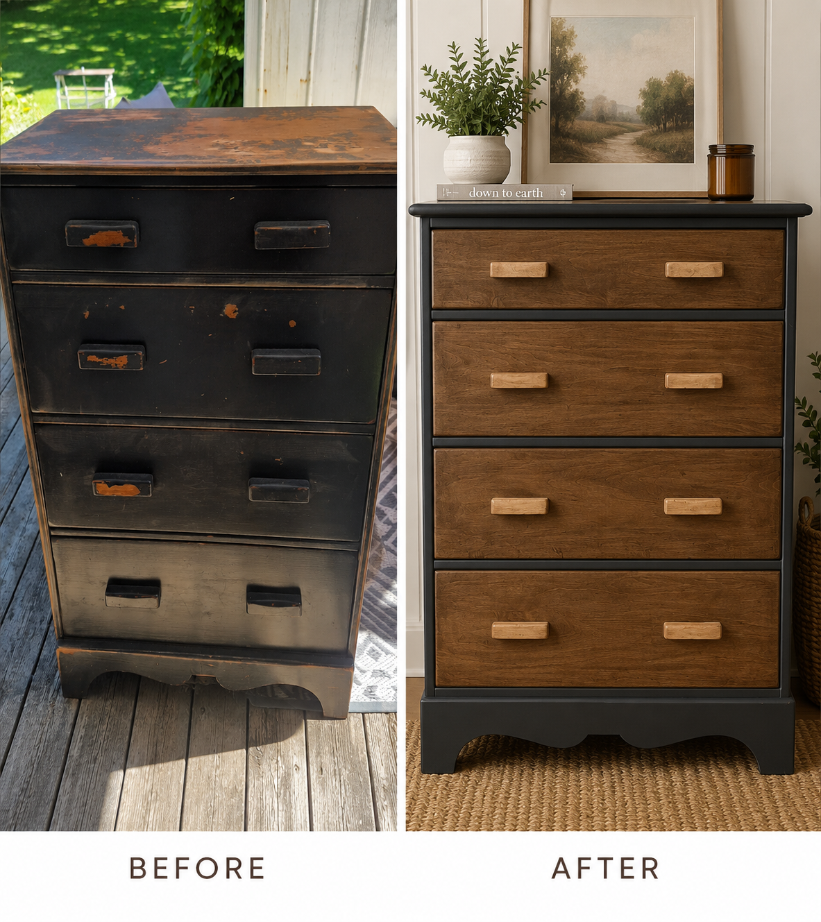 Bedroom before and after