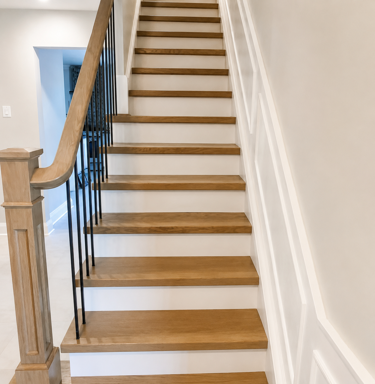 Refinished wooden staircase